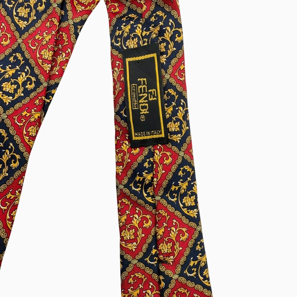 Designer Silk Tie Lot 5pc Hermes Fendi Paolo Gucci Vintage Baroque Equestrian - Picture 4 of 13
